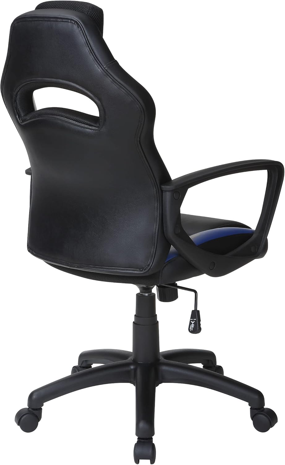 Influx Modern Black and Blue Faux Leather Gaming Chair with Lumbar Support