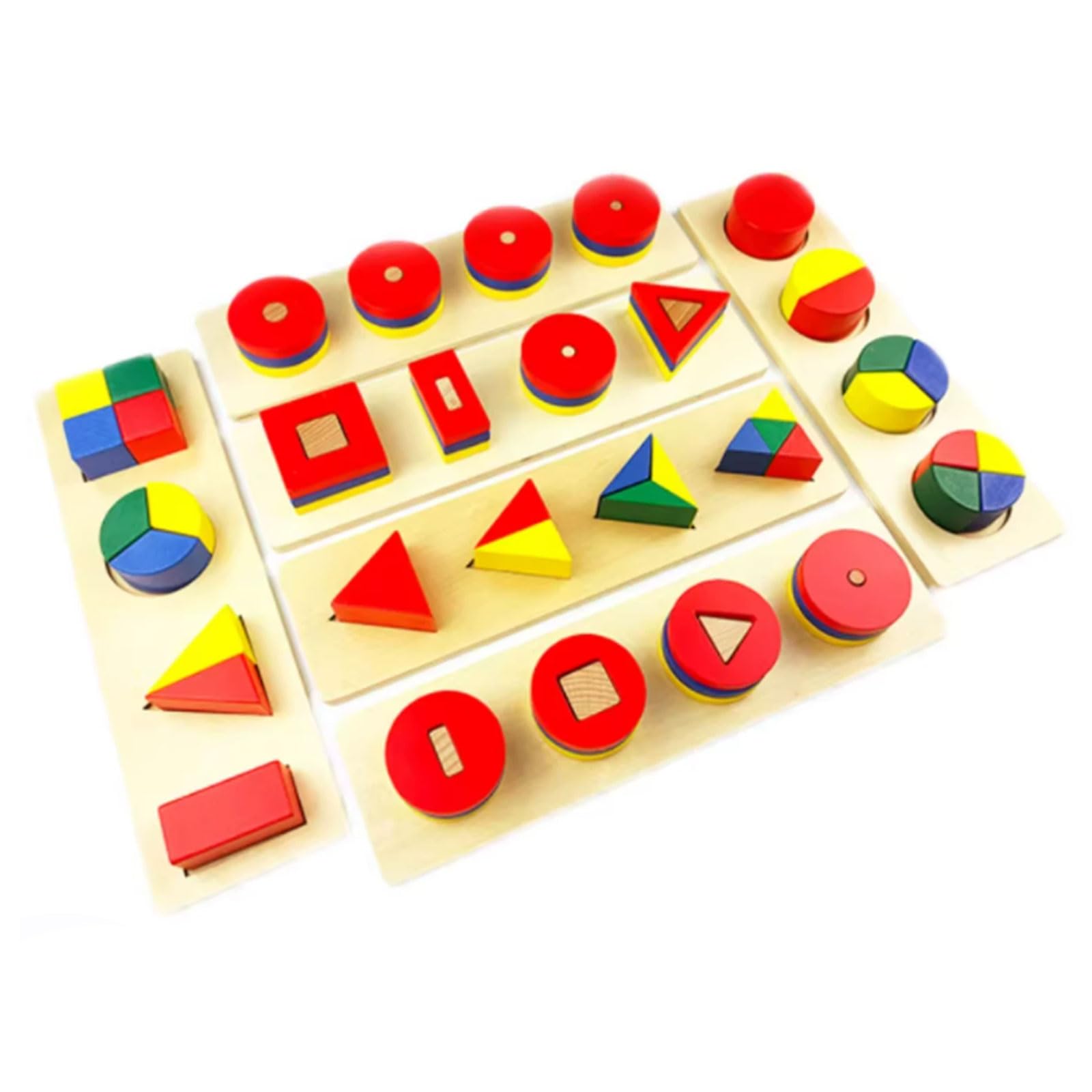 Montessori Holz Mehrfachform Bruchpuzzle-Bretter Set | Geometrische Formenklemmblöcke, sensorisches Spielzeug, Lernspielzeug zur Feinmotorik und Hand-Auge-Koordination