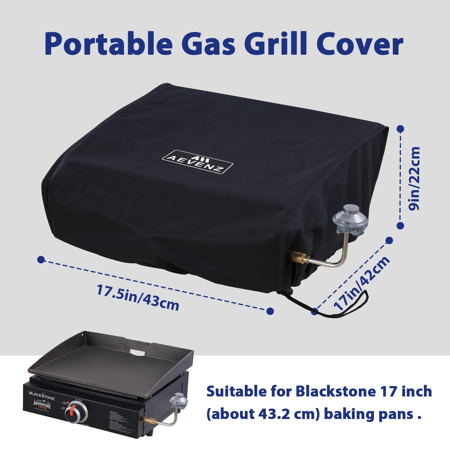 Grill Cover for Blackstone 17 Inch Griddles Without Top Lid, Waterproof Blackstone Griddle Cover for Outdoor Griddles or Grills, Heavy Duty Flat Tabletop Top 17