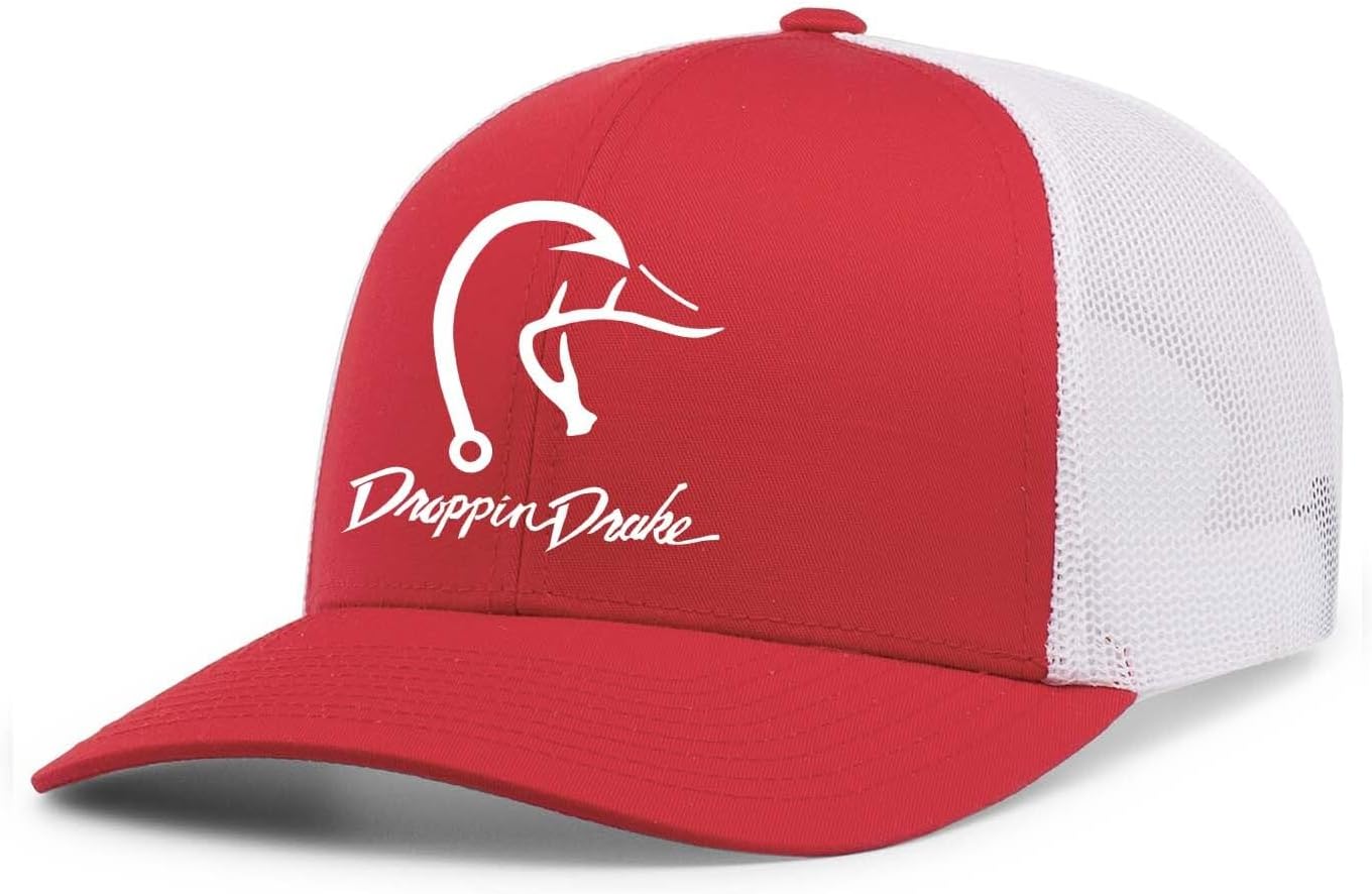 Hunting Hat Duck Fishing Hook Embroidered Mens Mesh Back Trucker Hat