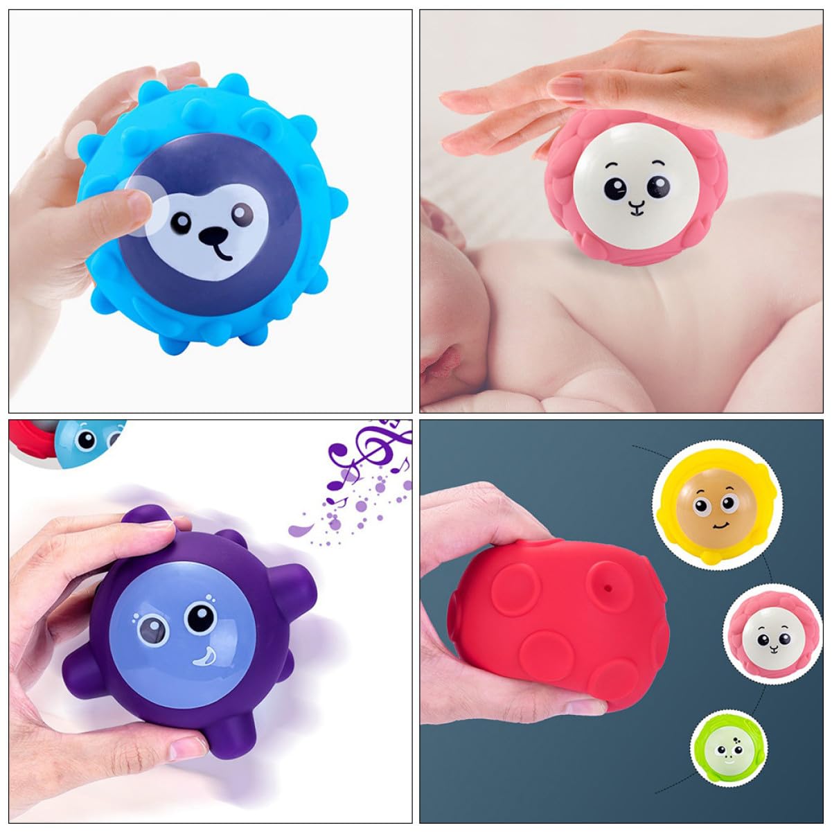 ERINGOGO Lot de 6 Balles de Préhension pour Bébé en PVC, Jouet D’éveil