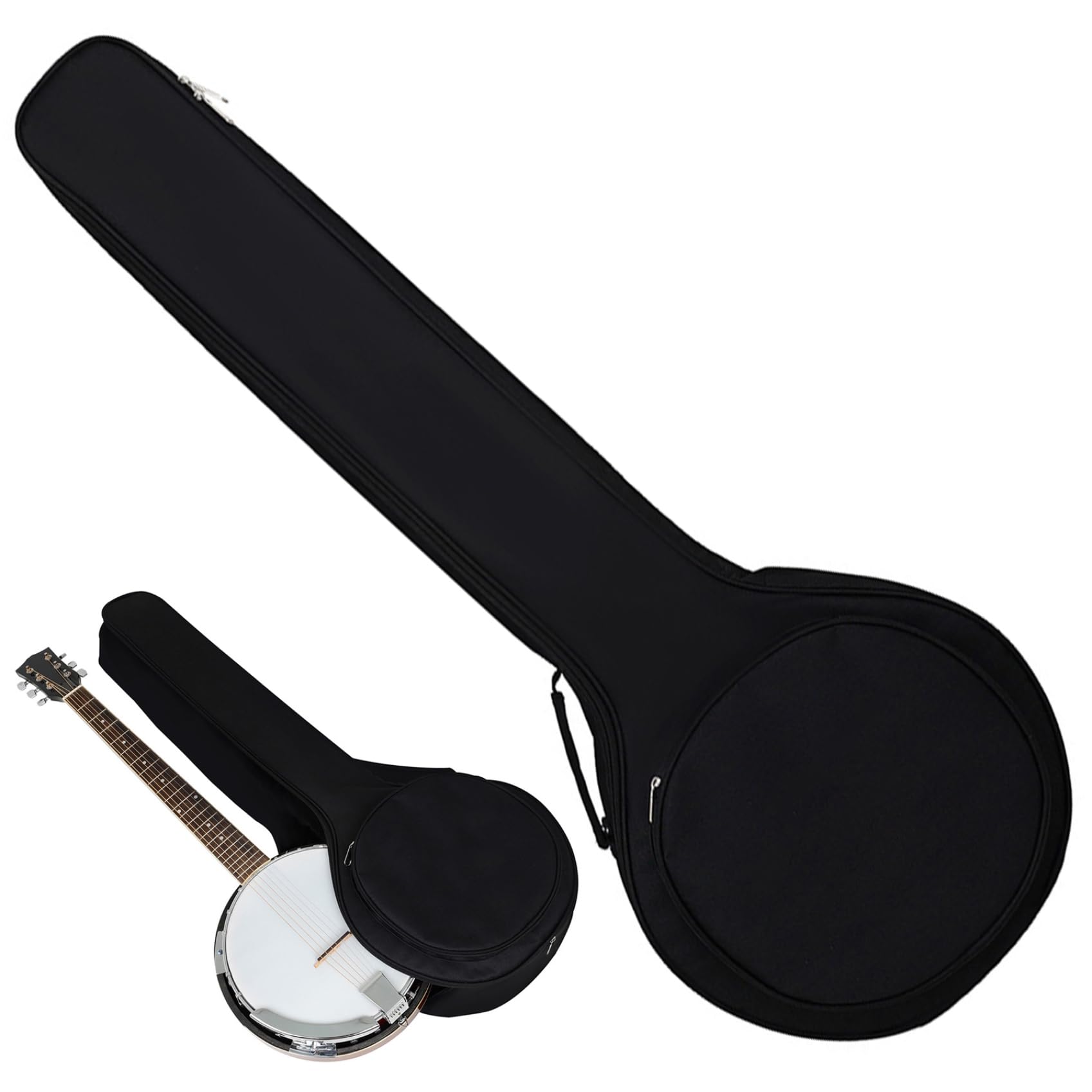 Estuche para Banjo 14x3.5x39 Tela Oxford impermeable Bolsa para banjo de 5 cuerdas con asas y correas para los hombros Cierre de cremallera Estuche negro para INSTRUMENTOS MUSICALES más eficientes-