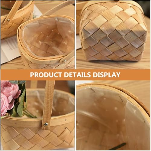 Miniatura 6 de BESTOYARD Cesta de mimbre de ratán para Pascua, cestas de madera con asas para decoración de Pascua, otoño, picnic, jardinería, fiestas, bodas,