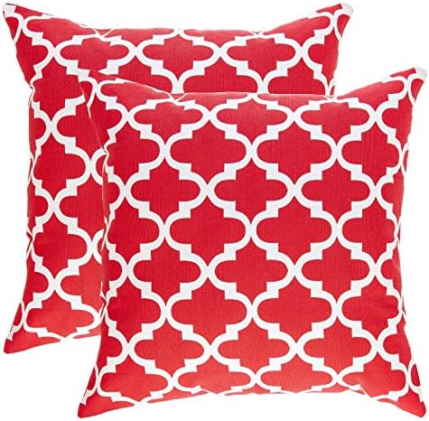 TreeWool (2 Pack Trellis Accent Cotton Canvas Cushion Covers (45 x 45 cm, Graphite)