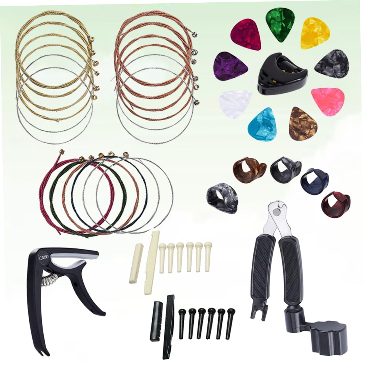 ibasenice 3pezzi Accessori Per Chitarra Capo Avvolgitore Per Corde Plettri e Porta-plettri Strumenti Leggeri e Compatti Per Musicisti Kit Completo Per Sostituzione Corde e Manutenzione