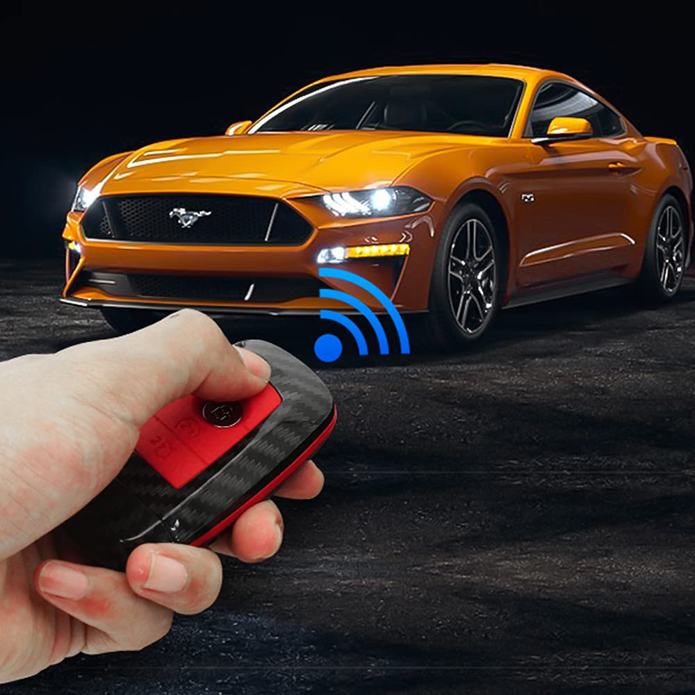 ontto Custodia per chiave dell'auto, adatta per Ford Maverick Focus Edge Explorer Expedition Everest Fusion Mondeo Mustang, in metallo, con 3 tasti, colore nero
