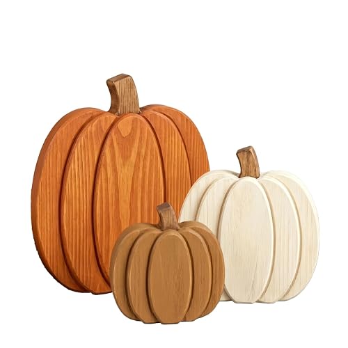Fall Decorations for Home, 3pcs Wooden Pumpkin Fall Decor |