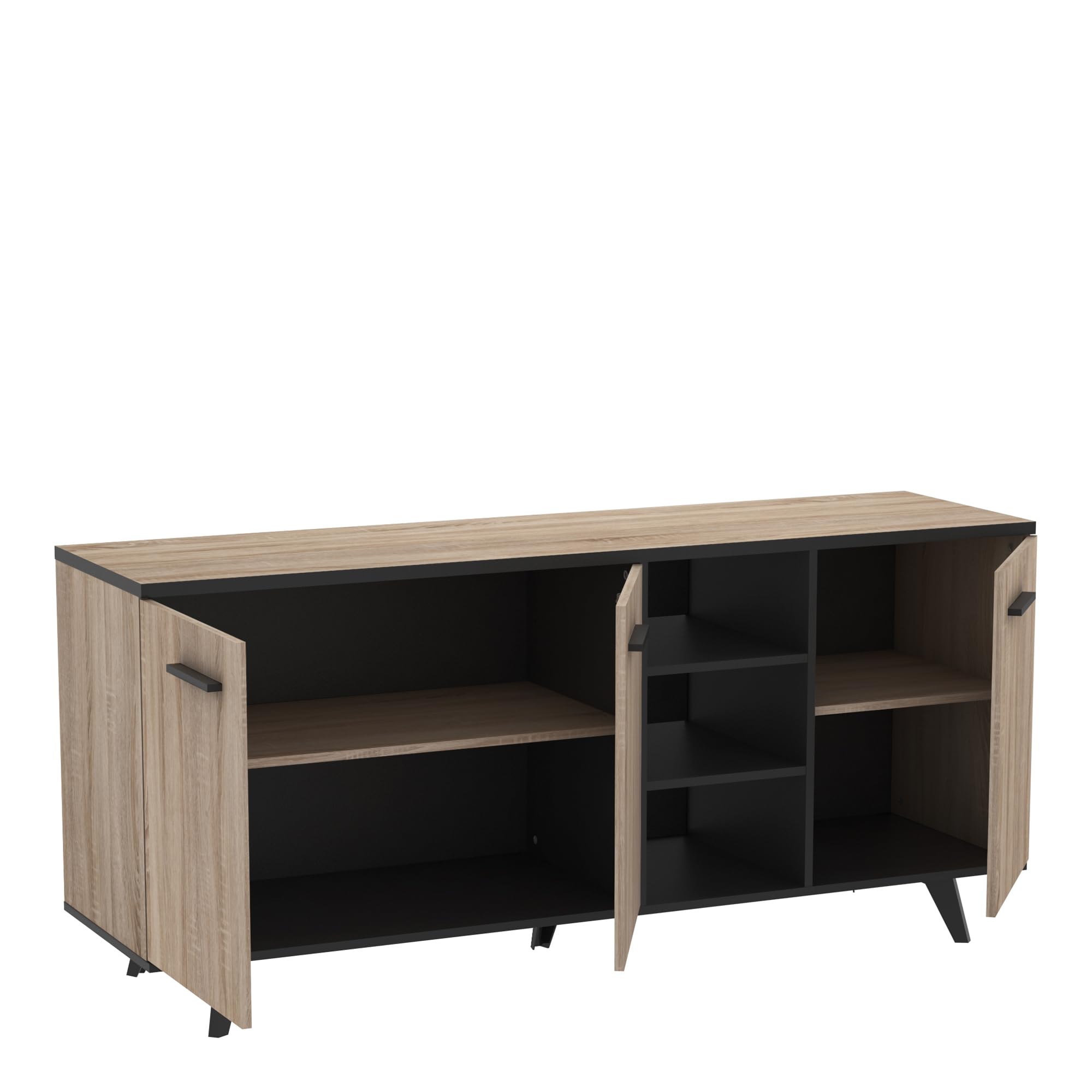 Demeyere Mueble Aparador Salón Comedor Estilo Industrial Color Roble y Negro 151x40x46