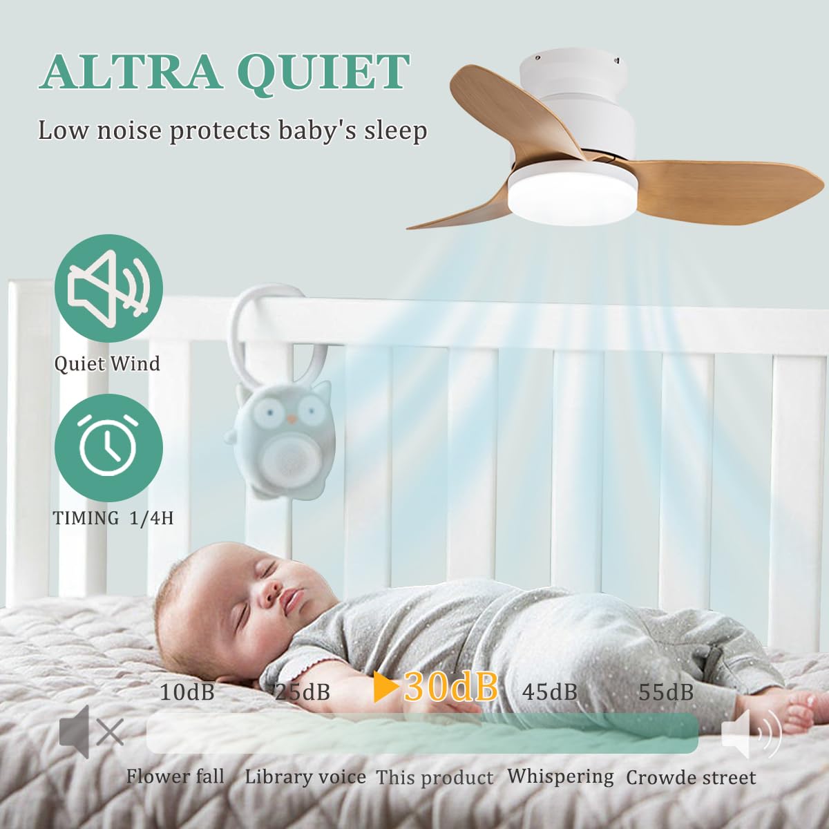 Ventilatore da soffitto per cameretta dei bambini lampada da soffitto colorata ventilatore avanti/ritorno, vetro, controllo