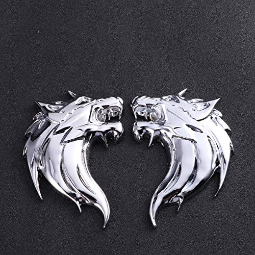 1 par de adesivos adesivos de metal 3D cabeça de lobo lateral do carro para-choque traseiro porta-ma