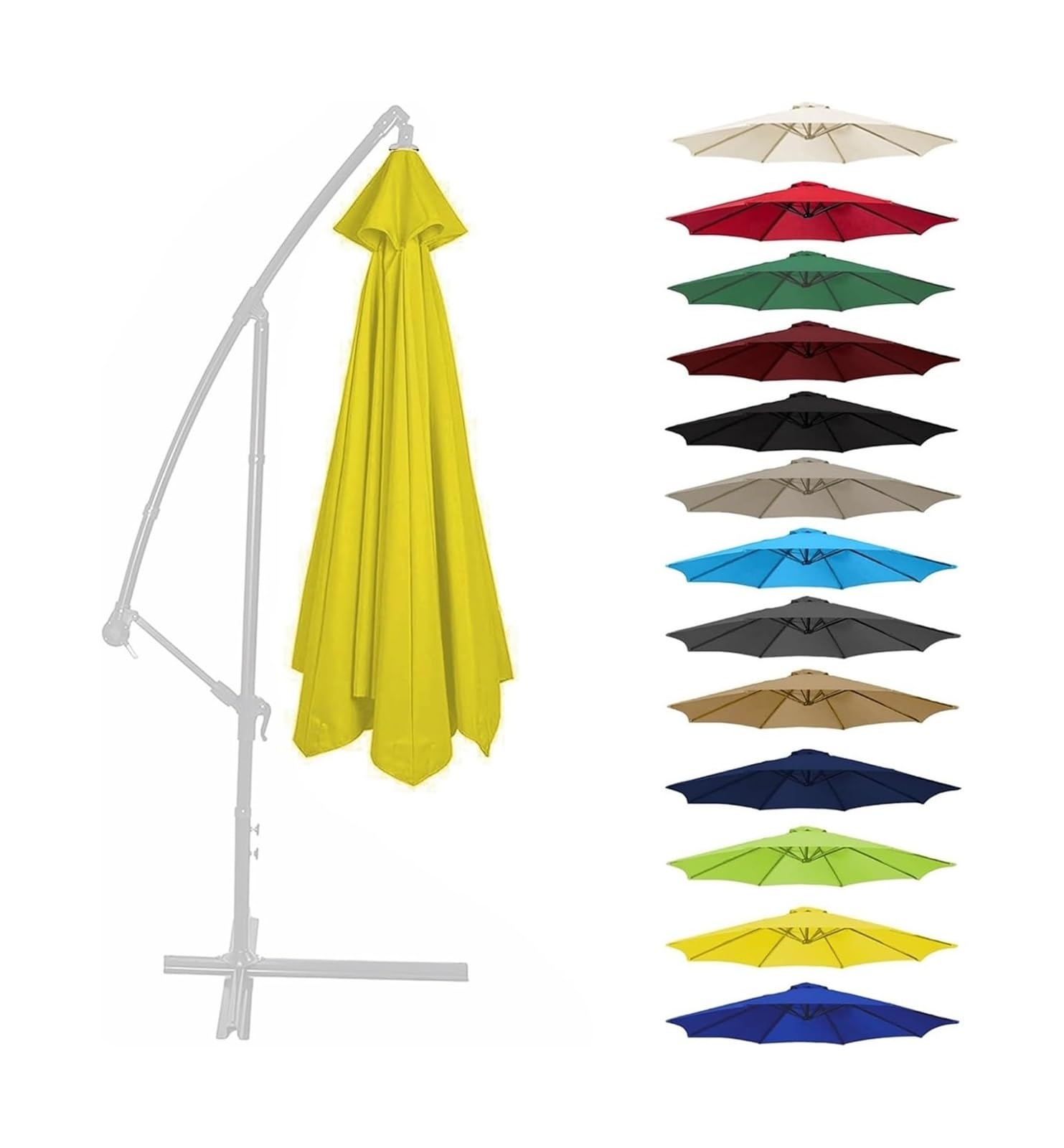 Replacement Parasol Canopy, Replacement Canopy For Umbrellas UV50 Cover Multicolor Multiple Sizes(Yellow,2.7m 8 ribs)