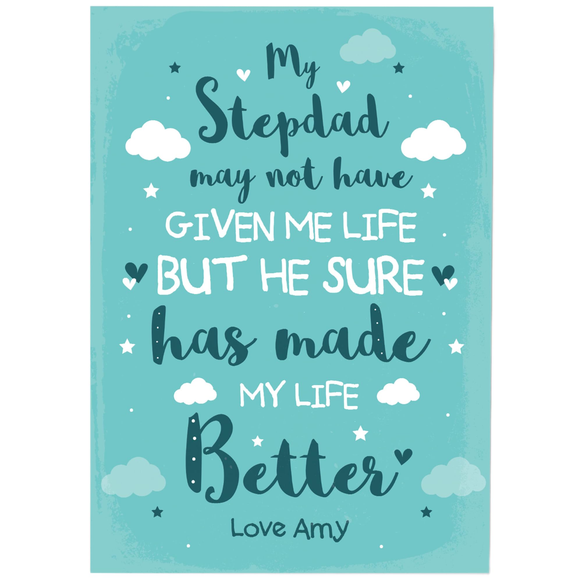 RED OCEAN Personalised Step Dad Fathers Day Gift Step Dad Birthday Gift Thank You Gift Keepsake (A4 Print Only - PERSONALISED My Stepdad)