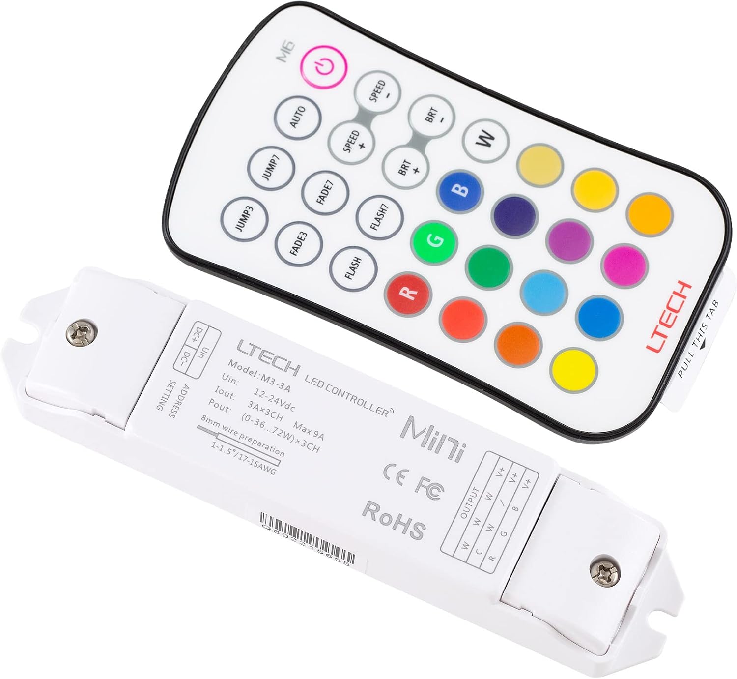 LTech M6+M33A LED RF 3 Channel RGB Wireless Remote & Controller Set