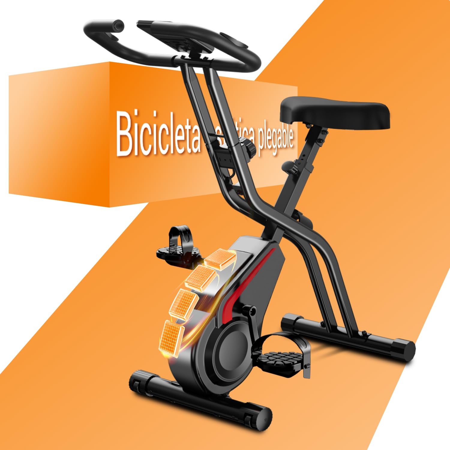 UMAY Bicicleta estática plegable, 5 en 1 Bicicleta spinning profesional | con Resistencia Magnética de 16 Niveles, Bicicleta estatica plegable para el hogar Bici de Sala con Asiento Cómodo, 136 kg