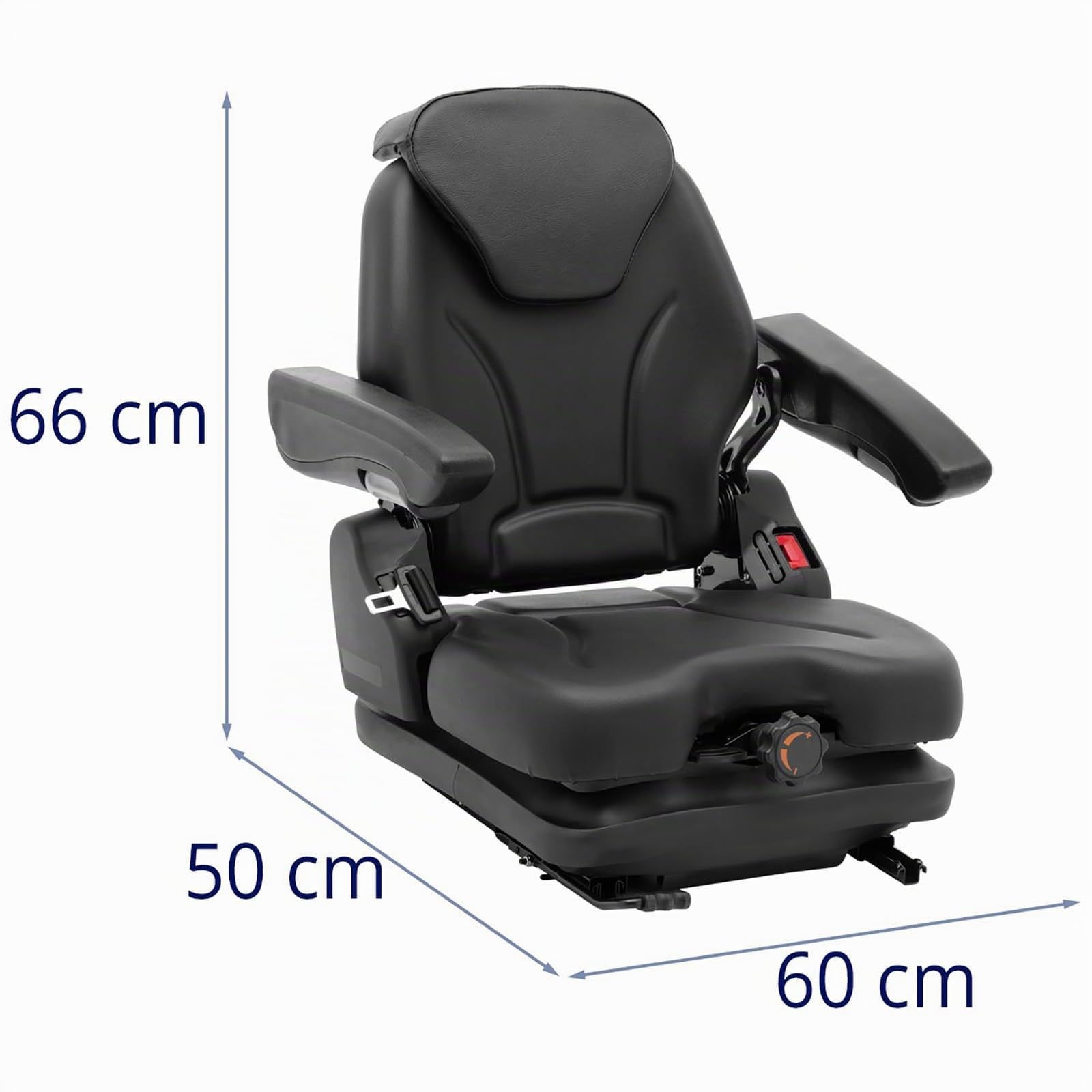 HT-RUNDLE-17 Asiento de Tractor Ajustable Con Suspensión 46 x 46 cm - Para Remolcador y Remolque