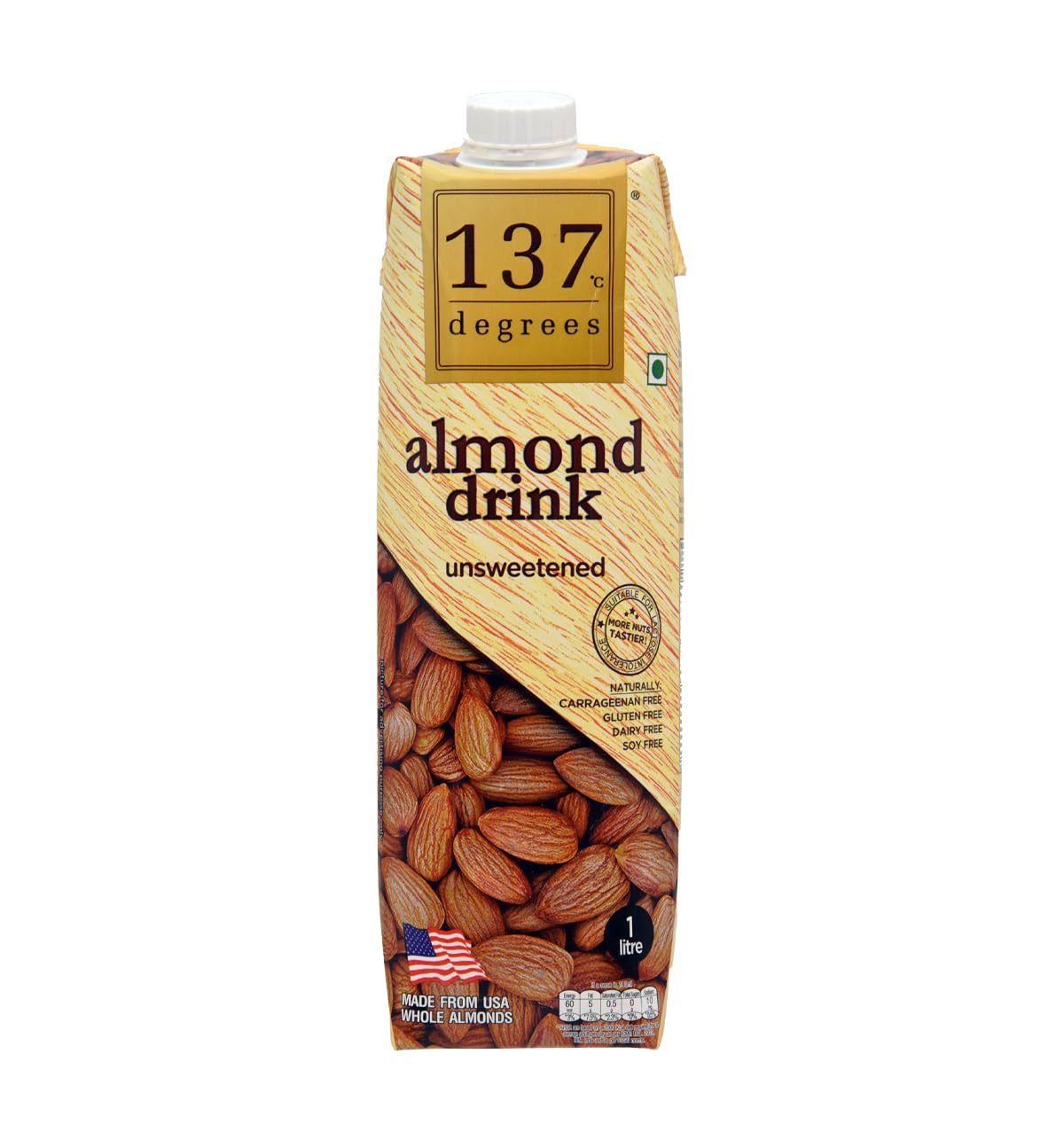 Almond Drink Unsweetened | Lactose Free | Gluten Free | No Preservatives | Zero Cholesterol | Dairy Free| 100% Vegan | Source of Calcium & Vitamins - Pack of 1