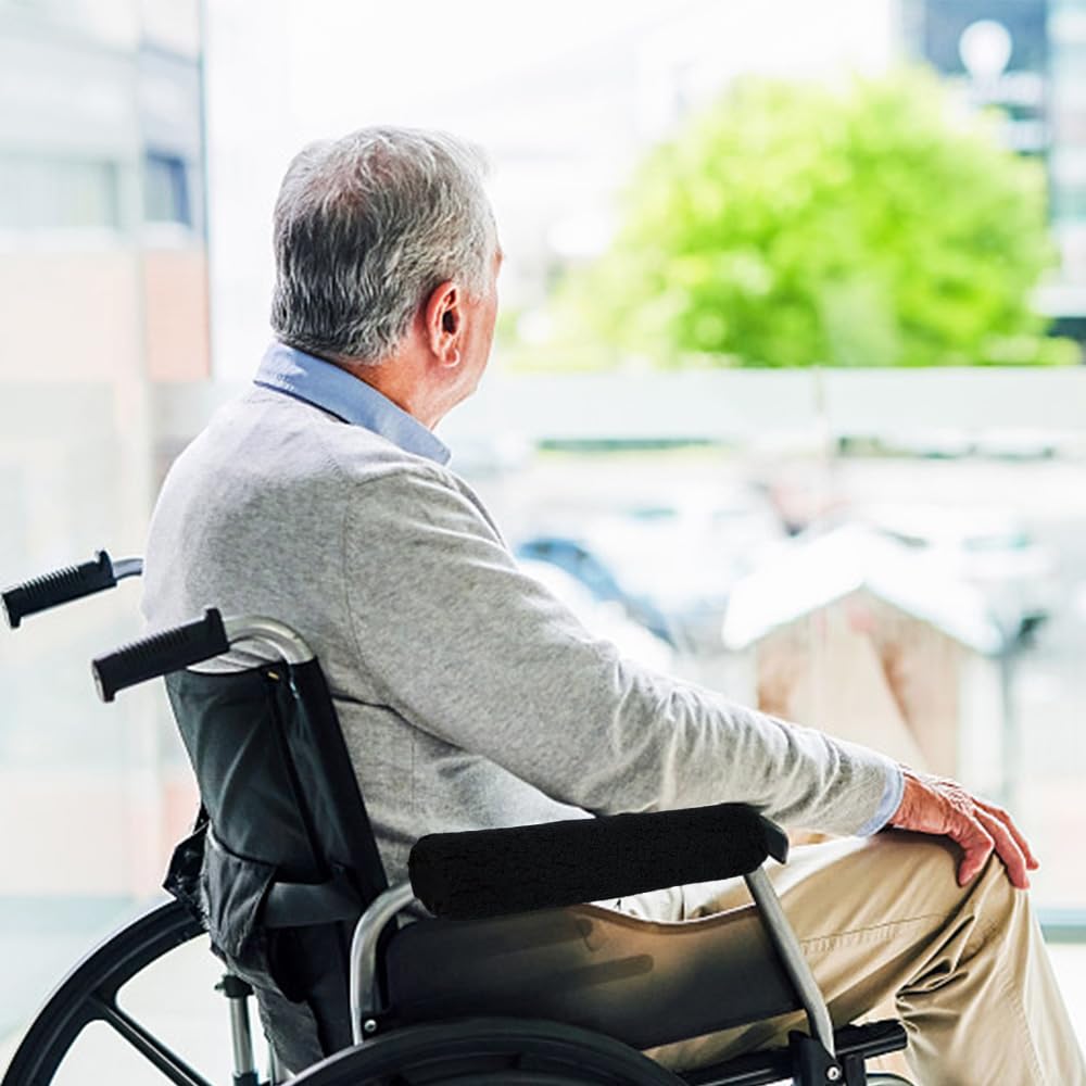 1 Paio Cuscini per braccioli per sedie a rotelle, Protezioni per Braccioli, Accessori Rotelle per braccioli di Sedia a rotelle Accessori Adatti a sedie da Ufficio e Trasporto, Scooter(Nero)