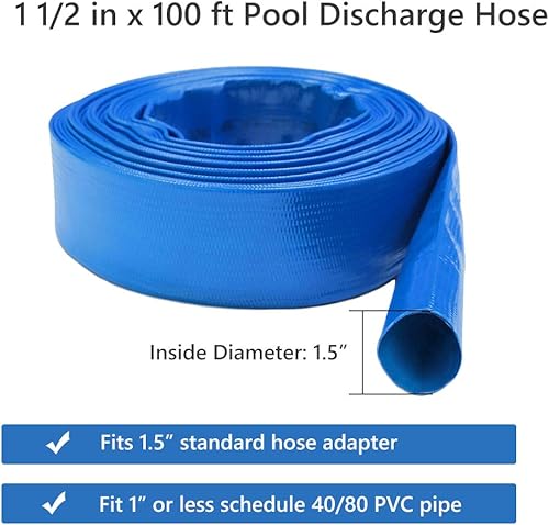Miniatura 4 de Manguera de retrolavado de piscina de 1 12 pulgadas x 100 pies, manguera de descarga plana resistente, resistente a la intemperie y a las
