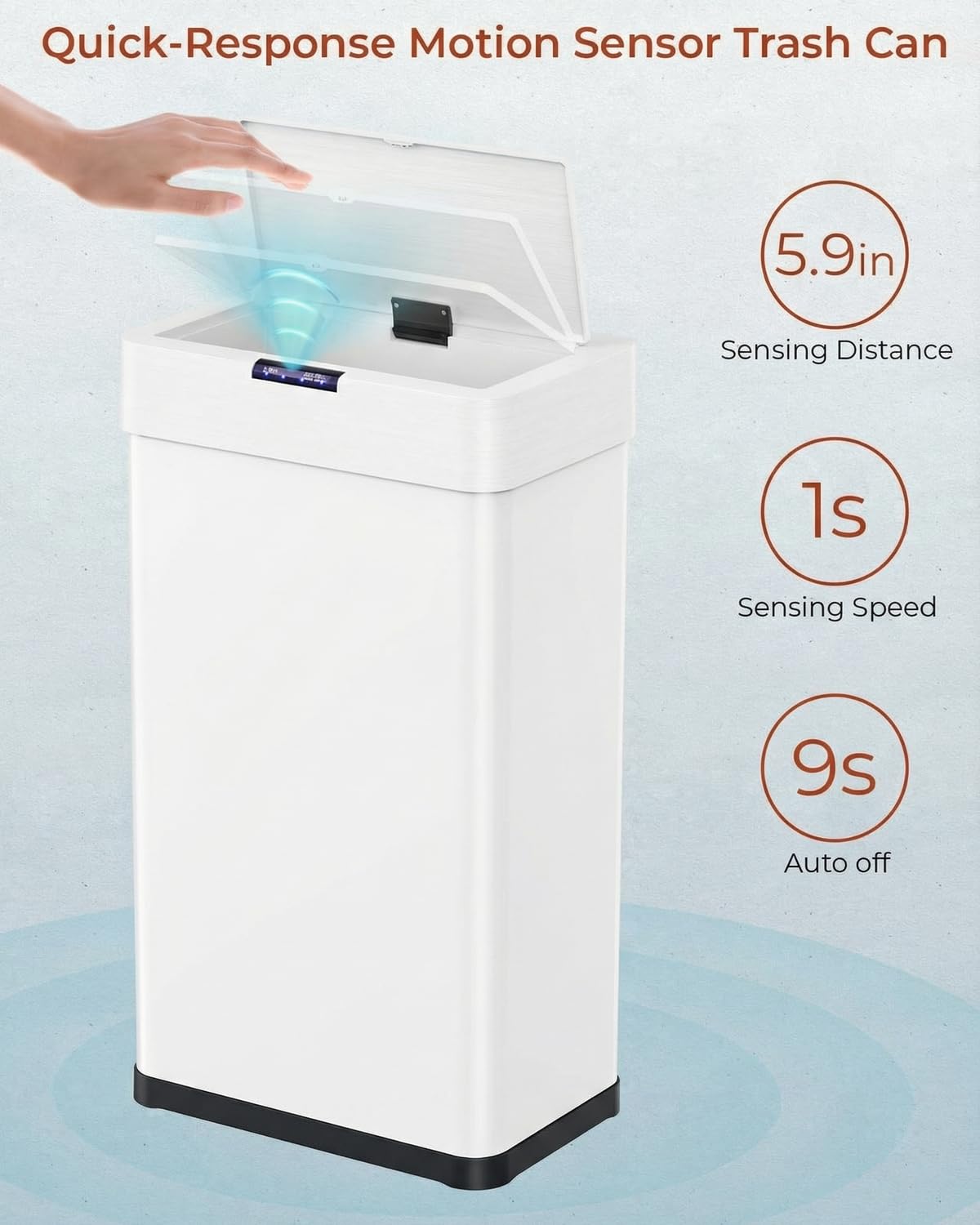 TLSUNNY 18.5 Gallon Motion Sensor Trash Can,Touchless Automatic Garbage Can,Brushed Stainless Steel Smart Bin,with Bag Holder,Soft Close Lid,for Kitchen,Office,RV,Bedroom,Living Room (White, 70L) - Image 3