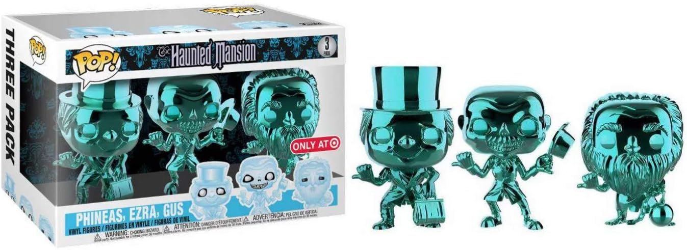 POP! Disney The Haunted Mansion 3 Pack Teal Metallic Chrome, Phineas, Ezra, Gus; Exclusive!