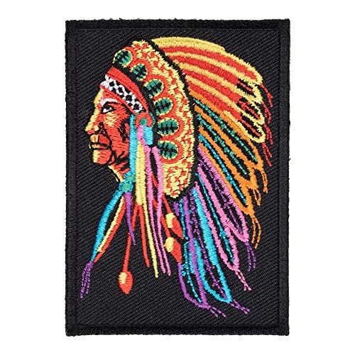 Indian Chief Rainbow Colored Patch, Native American Patches