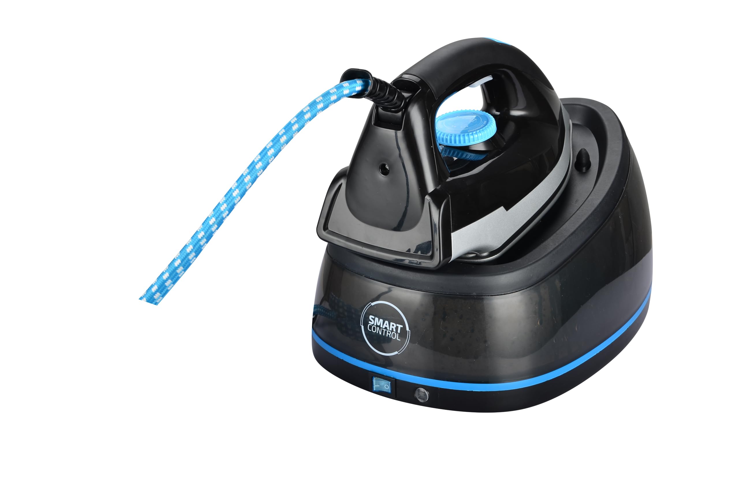 Just Perfecto Ferro da Stiro a Caldaia 2400 W Vapore Blu Nero | vapore continuo, piastra scorrevole, grande autonomia, stiratura verticale, tutti i tessuti, impugnatura ergonomica