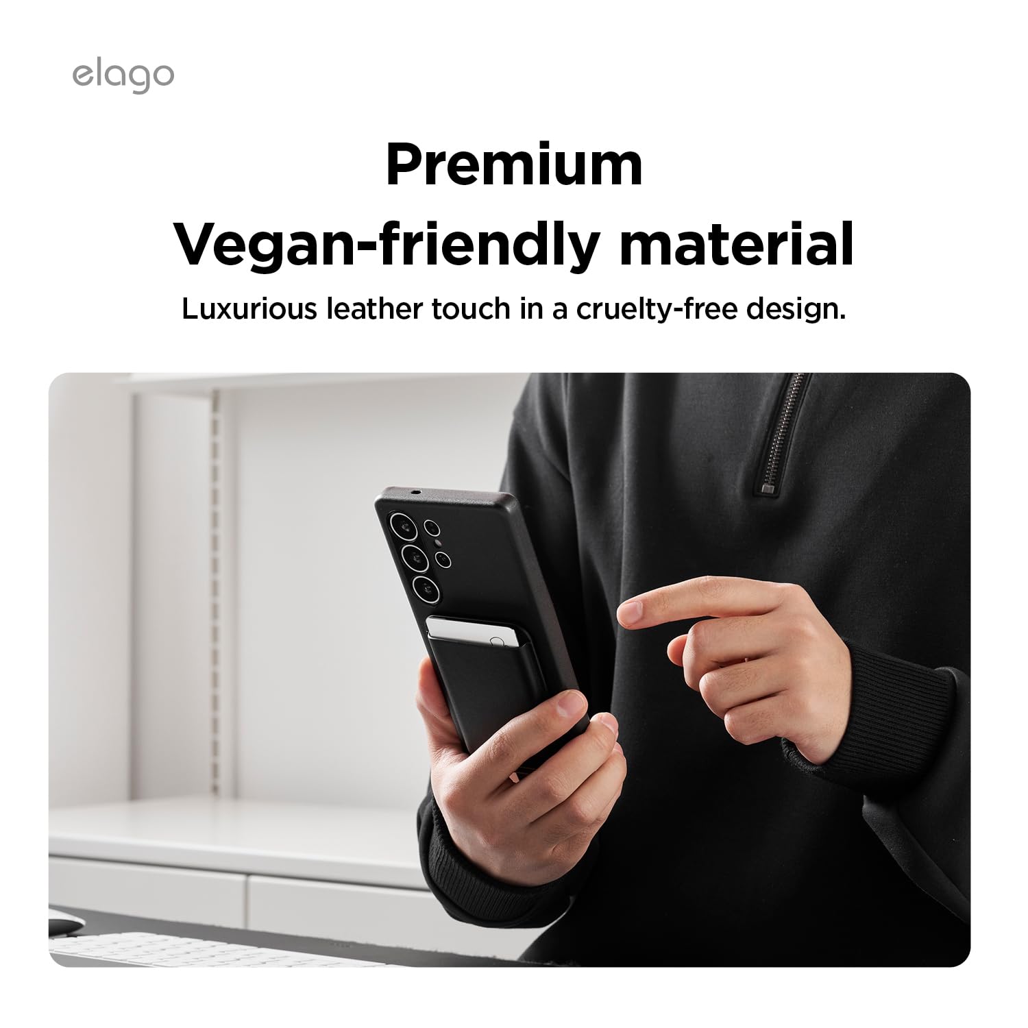elago Portafoglio Magnetico per Samsung Galaxy S26, Ultra, Plus, Z Fold 7, Edge, Serie S25, Serie S24 - Compatible con MagSafe, Pelle Sintetica Resistente, 3 Carte, Porta Carte per Telefono (Nero)