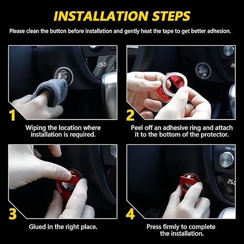 Miniatura 4 de Cubierta de botón de arranqueparada del motor de automóvil, protección de botón de arranque automático de fibra de carbono, aleación de zinc