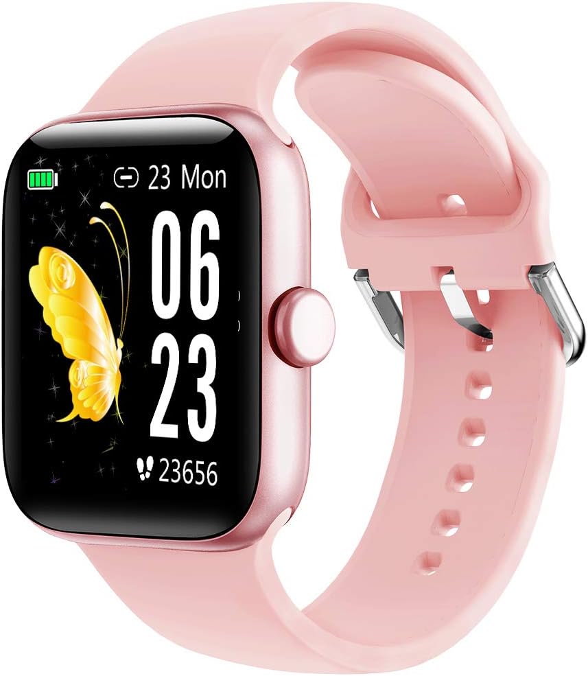 Smart Watch, KUNGIX Fitness Tracker Connected with GPS, IP68 Waterproof Activity Tracker with Heart Rate, Blood Pressure, Sleep Monitor, Pedometer, Bluetooth Watch for iPhone Android IOS Men Women
