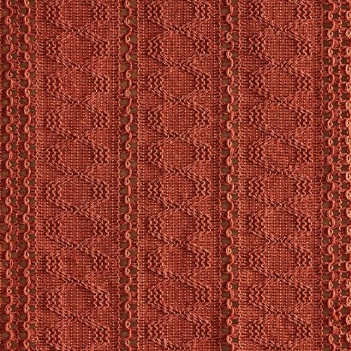 Image of ZeeMart Macrame Style Boho Table Runner, 12x72 Inch Rust | Woven Boho Table Runner with Handmade Tassels, Crochet Hollow Table Scarf, Farmhouse Kitchen Home Decor Dresser Runner
