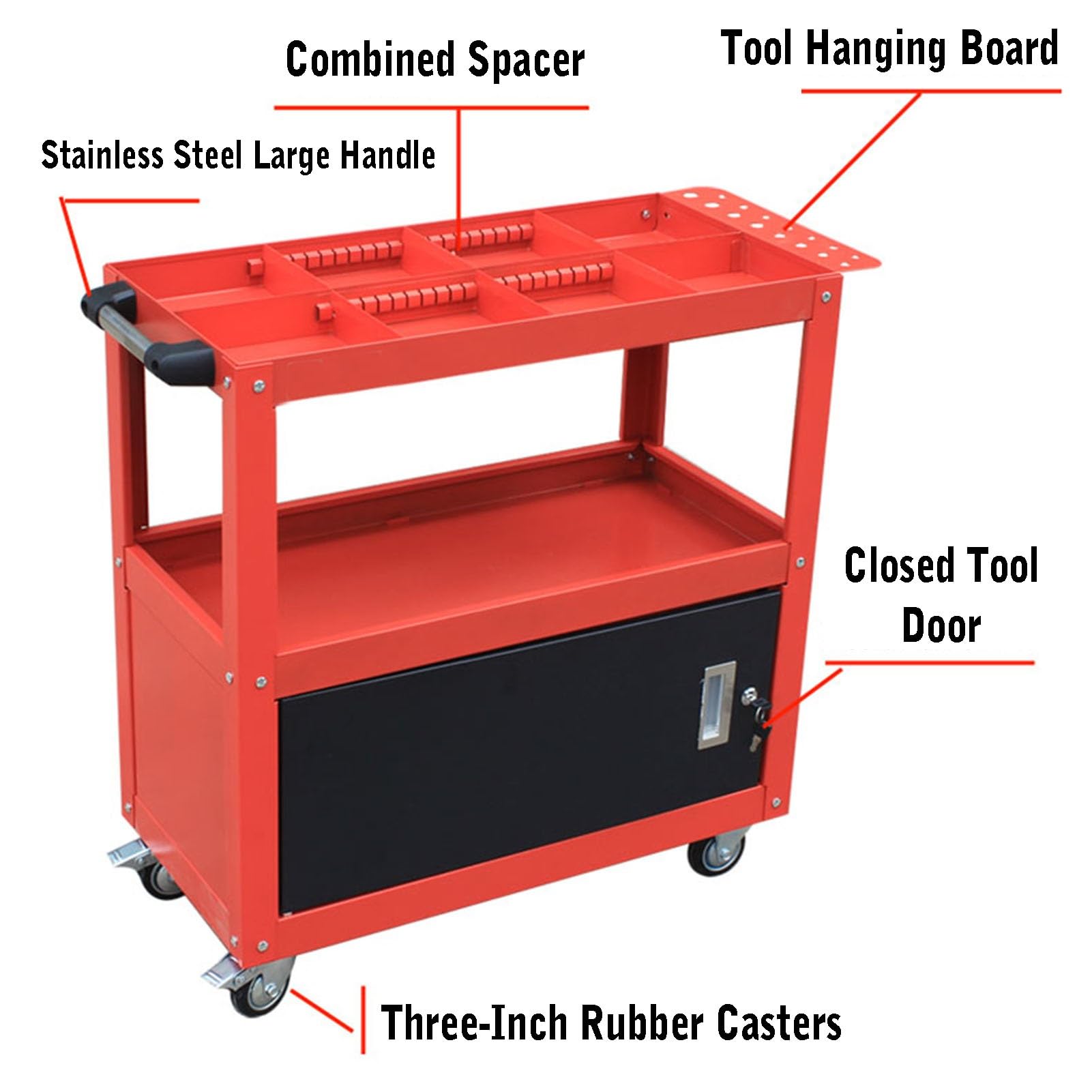 Carrello Portautensili Con Ruote, Carrello Portautensili For Impieghi Gravosi Con Cassetti, Ideale For Garage, Magazzino E Officina Di Riparazione