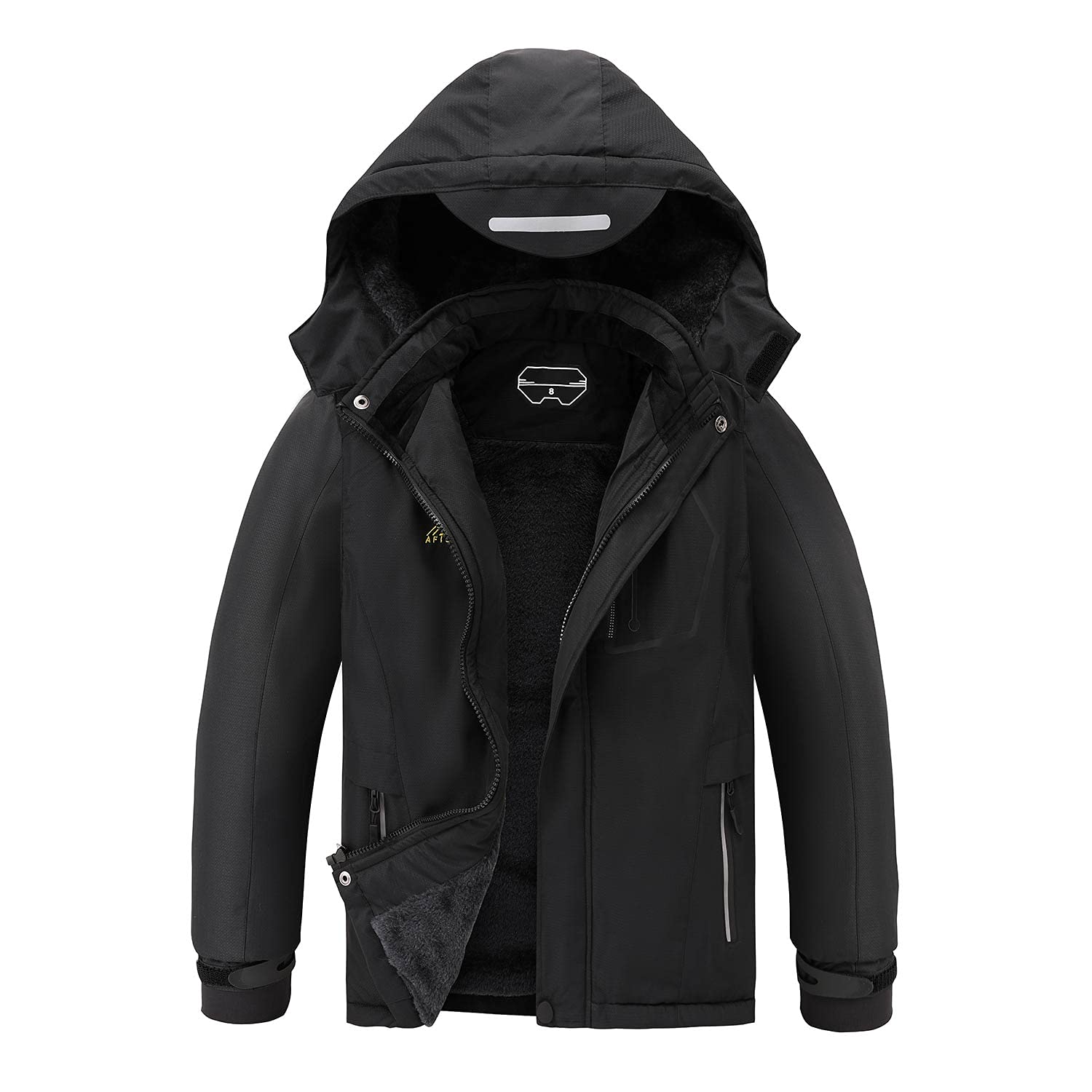 Boy's Waterproof Ski Jacket Warm Winter Snow Coat Kids Fleece Snowboarding Jackets Thick Hooded Windproof Coats