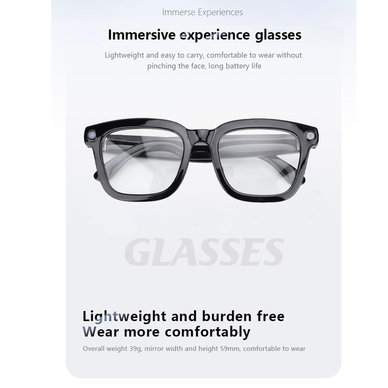 Annadue Lunettes Intelligentes AI, Bluetooth 5.3 Lunes de Traduction Intelligente Multifonctionnelles avec des Lentilles de Filtrage Lumineuse Bleu 1080p Camera HD pour Business Trade