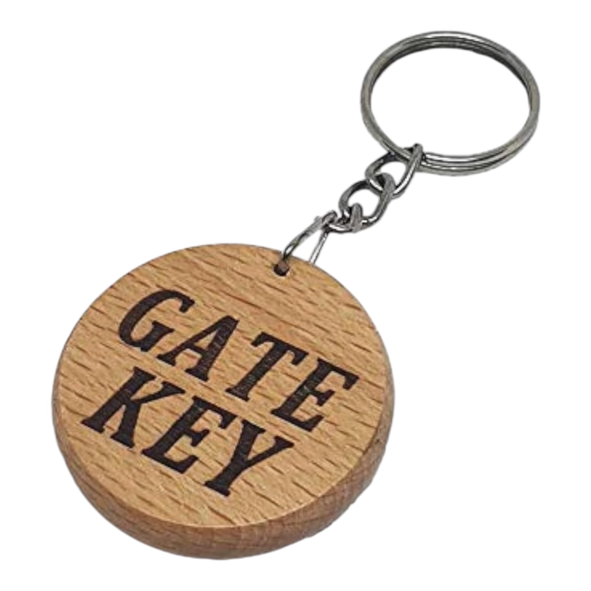 S M Gift Shop Brown Gate Key Fob Engraved Wooden Keyring Keychain Made To Last And Will Not Fade Away