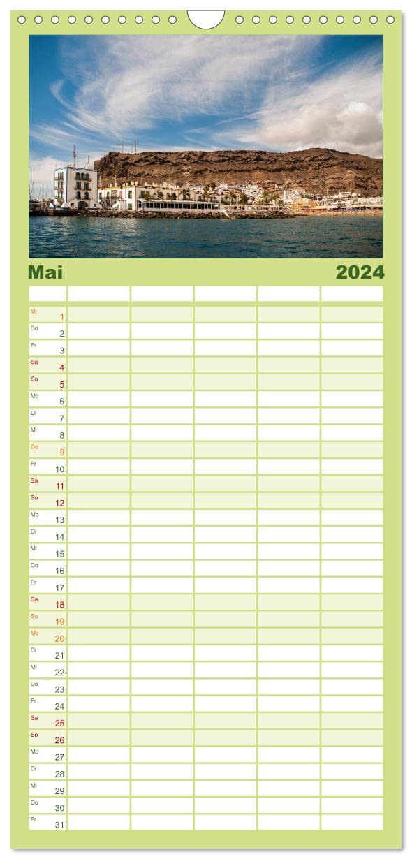Familienplaner 2024 - Gran Canaria mit 5 Spalten (Wandkalender, 21 cm x 45 cm) CALVENDO: Die schönen Seiten der kanarischen Insel Gran Canaria (CALVENDO Orte)