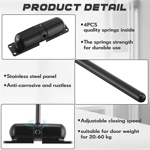 Miniatura 10 de Gisafai 4 piezas de cierrapuertas automático, cierre de puerta de resorte, bisagras de puerta de cierre automático, convierte puertas con bisagras