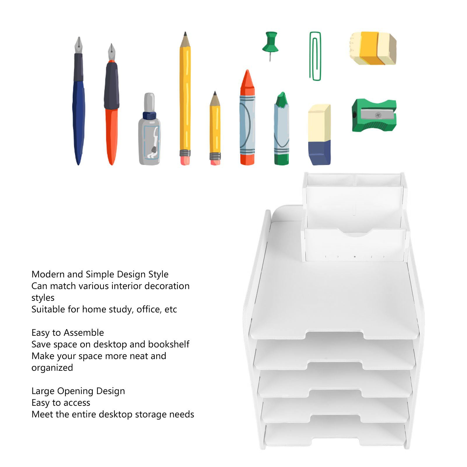 5-poziomowy organizer na biurko duży otwór 12,2 x 28 cm nowoczesny plastikowy blat papierowy organizer na dokumenty stojak do biura szkoły