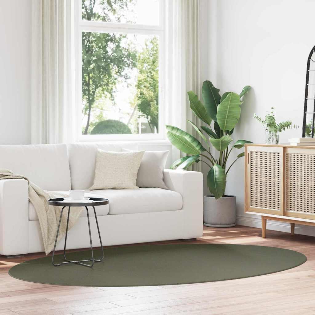 Tapis ovale 160 x 230 cm HUARTE en polyester lavable pour salon et chambre