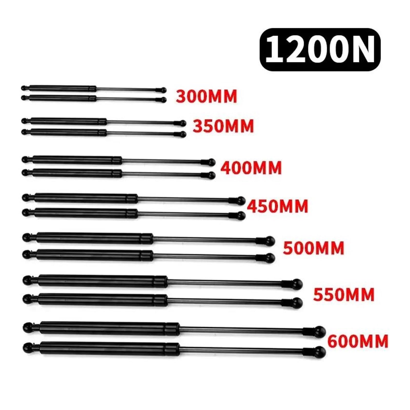 Pistoncini 300-600mm 120kg/1200N Barre Rinforzo Universali Molla Ammortizzatore Sollevatore Per Cassone Portaoggetti Cofano Portellone Camper Bus Molla A Gas Porta Posteriore(600mm)