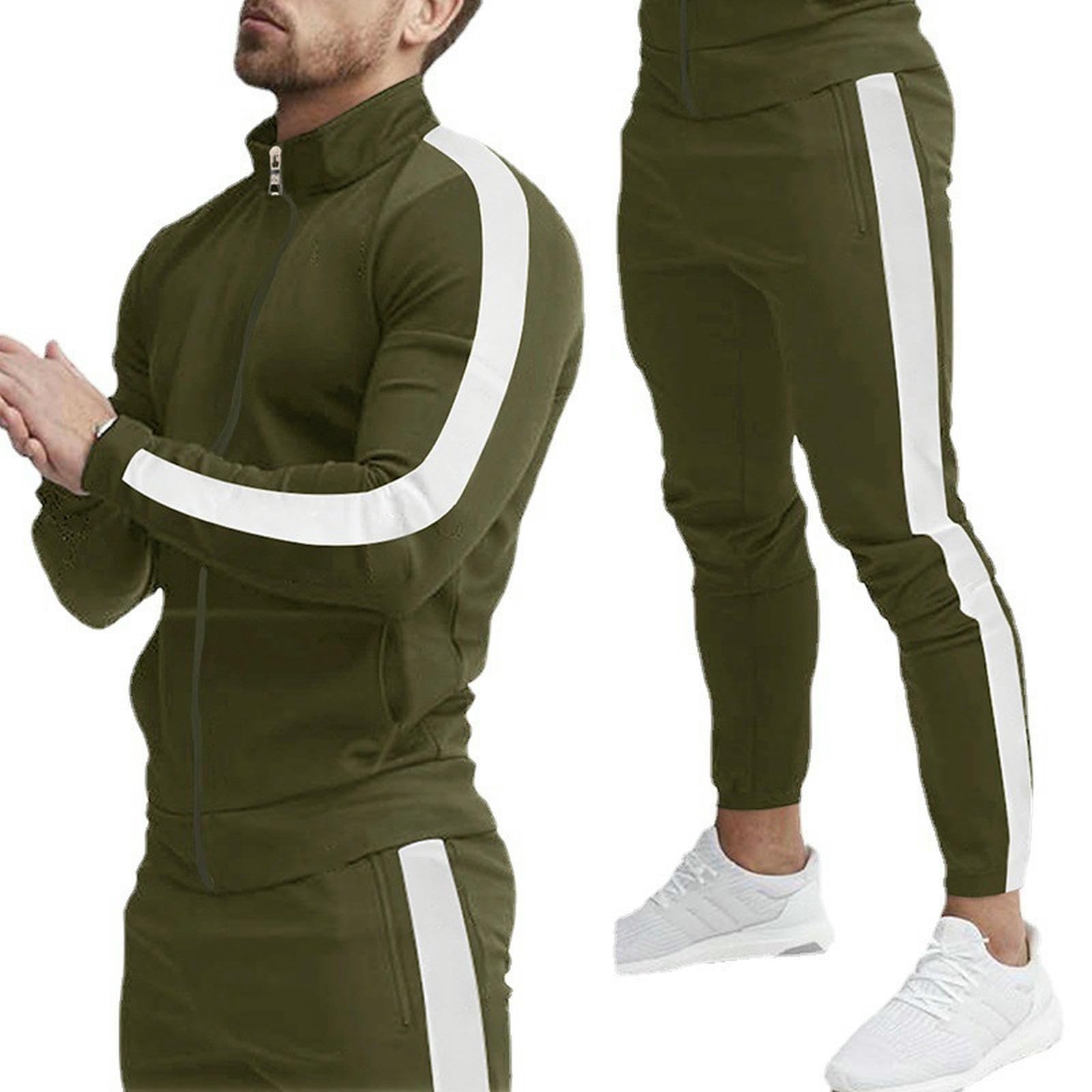 Tute da Uomo A Zip per Uomini, Abbigliamento Sportivo Casual, Giacche E Pantaloni-h-XXL