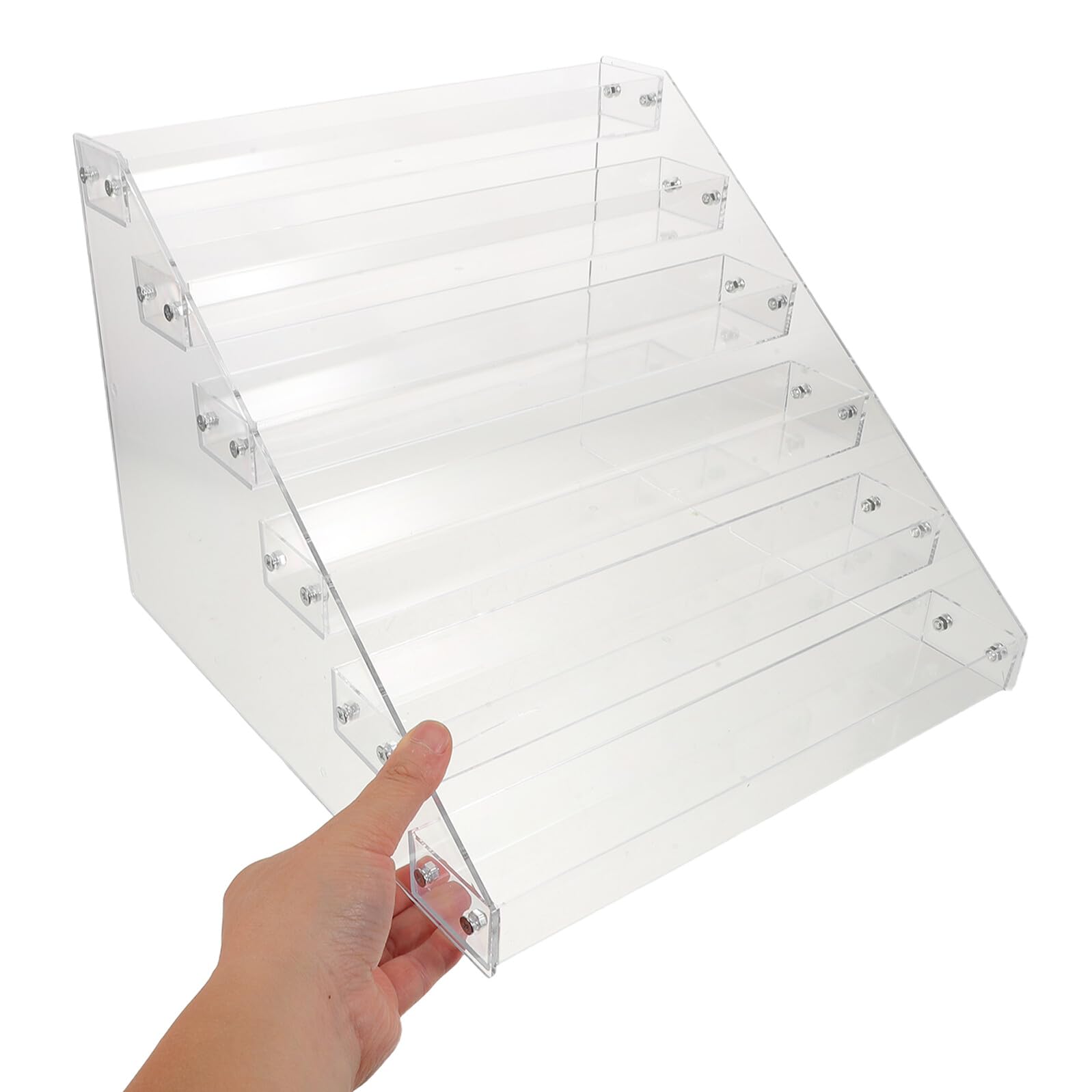 Présentoir Portable pour Cartes à Collectionner en Acrylique Transparent 6 Niveaux Structure Stable et Gain de Place pour Espace de Travail
