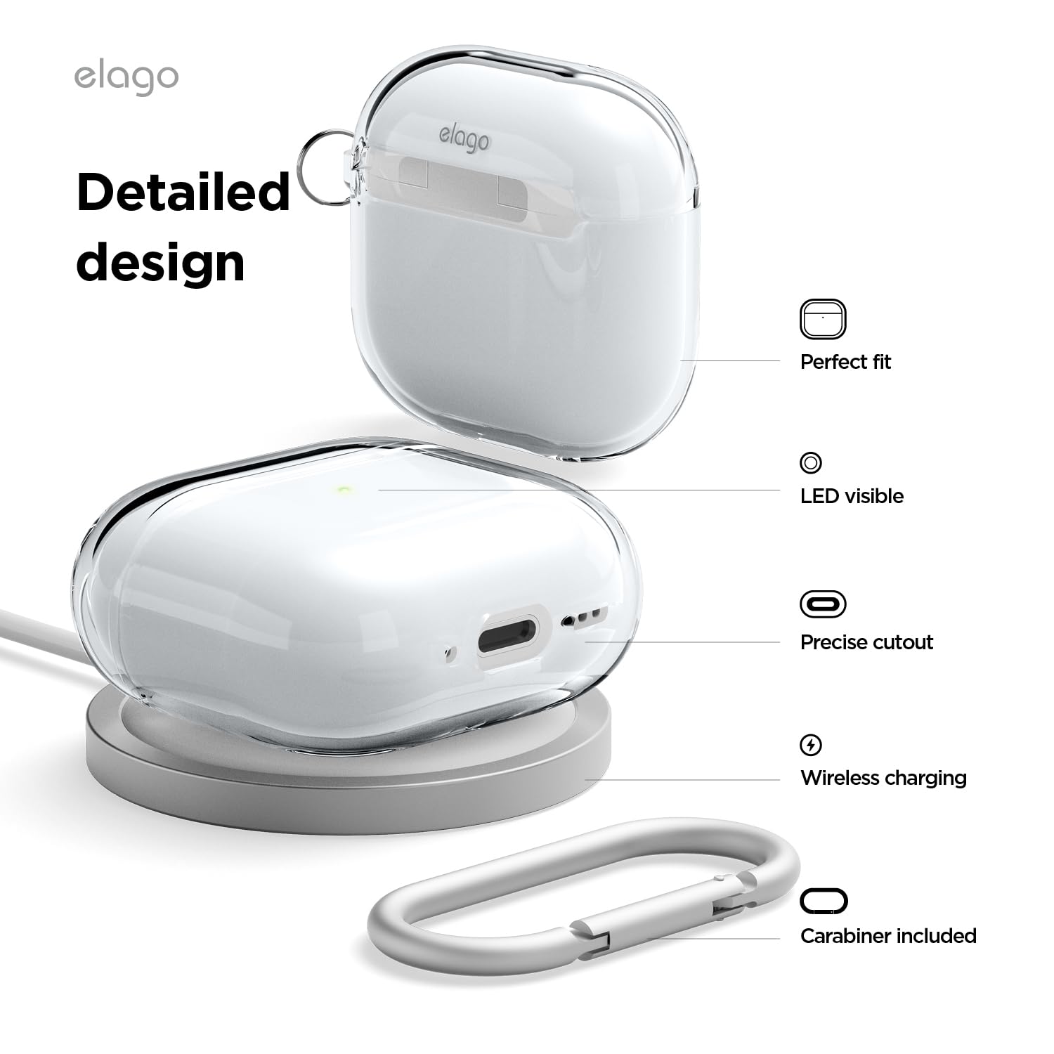 Amazon.co.jp: 【elago】 AirPods 4 対応 ケース 透明 クリア カバー