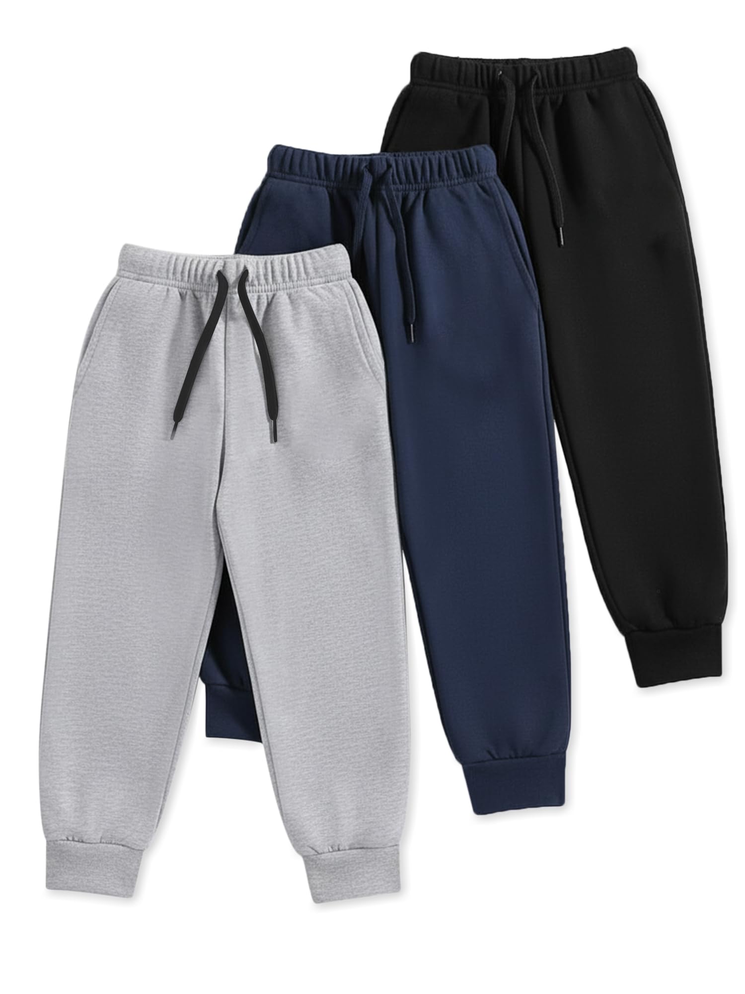 Trampoline Cotton Trackpants for Kids Pack of 3 with Drawstrings & Ribbed Cuffs | Boys & Girls Joggers with Prints | Side Pockets Soft Waistband | Breathable & Stretchable Playwear