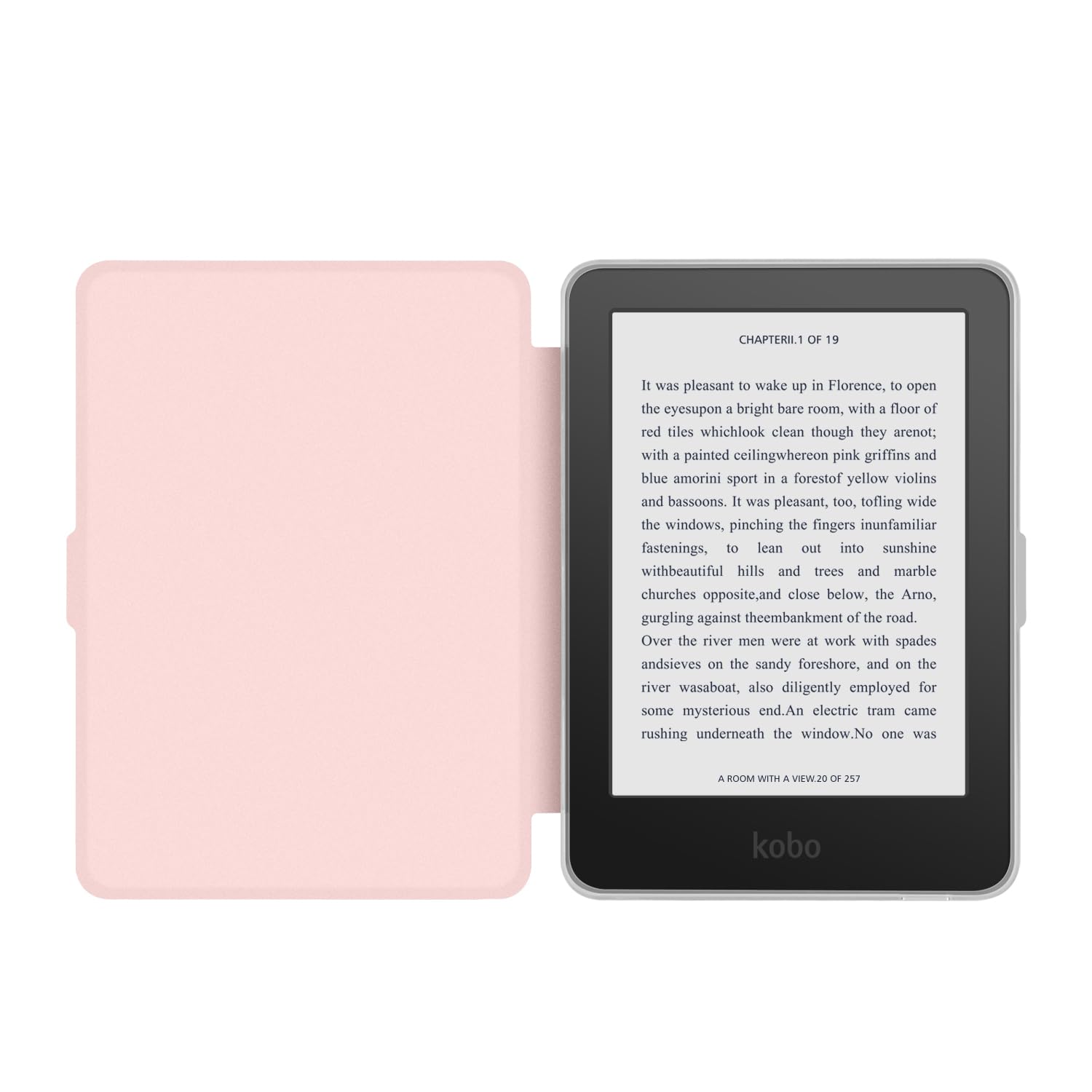 YoungMe Custodia girevole a 360 gradi per Kobo Clara BW 2024 da 6", design magnetico staccabile, supporto regolabile, retro trasparente, con funzione di accensione e spegnimento automatico (rosa)