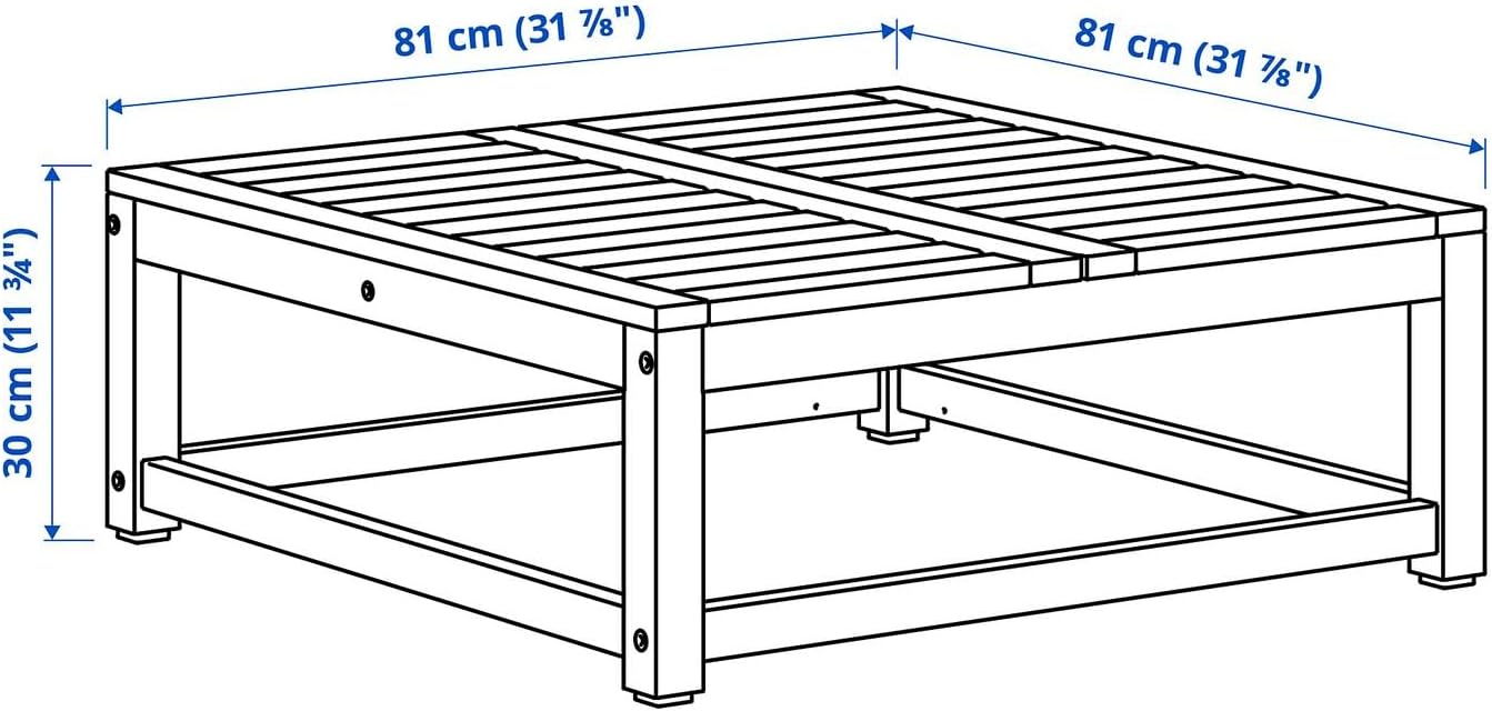 Outdoor Modular Sofa Seat Section, Solid Acacia Wood Patio Seating with Light Brown Stain Finish, Durable Wooden Garden or Balcony Furniture, 31.88 x 31.88 x 15 Inches, 243 lb Capacity