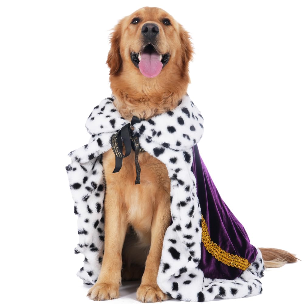 Lovelyshop pet serial Lux Fur Purple Cat Dog Cloak for Halloween costumes King Queen prince and princess cosplay- XL