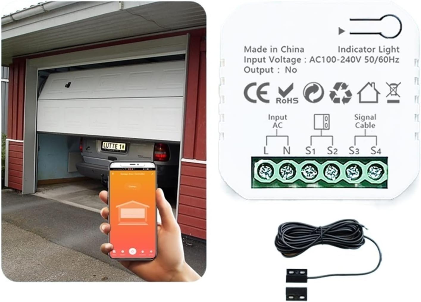 Tuya Smart Life Garage Door Opener Controller Timer App Monitor