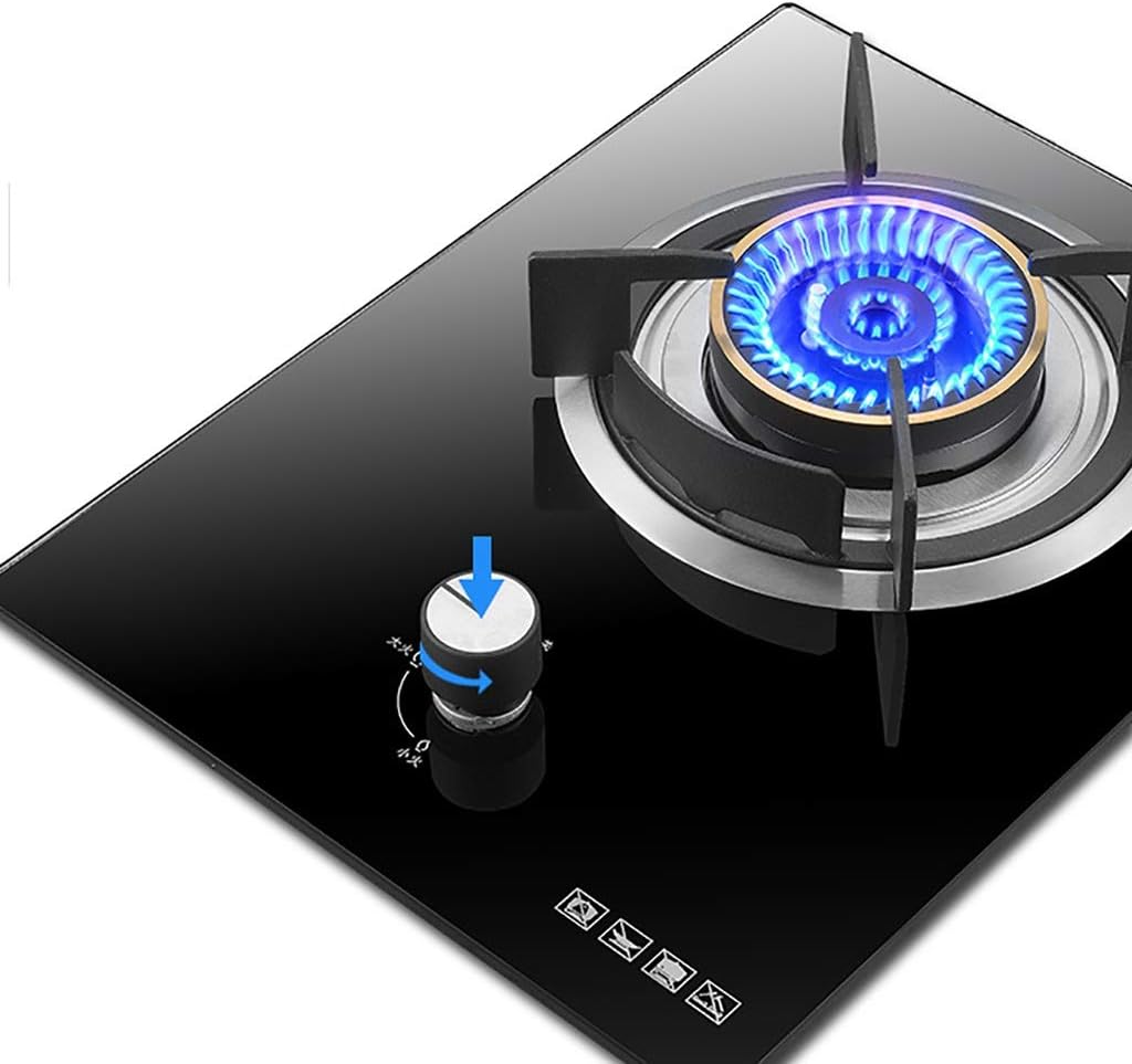 Burner Gas Cooker Built In 4 2Kw Black Tempered Glass Gas Cooktop Cast Iron Three Ring Burner(Lng)