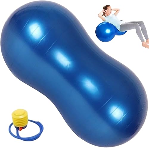 Bola de maní antiestallido PVC grueso 35.4 x 17.7 pulgadas, ejercicio de equilibrio con bomba de aire para niños, embarazo, yoga, gimnasio en casa,