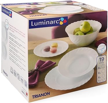 مجموعة عشاء من البورسلين 19 قطعة من المطبخ Luminarc خدمة أطباق المطبخ